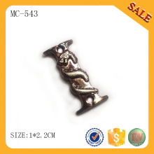 MC543 Custom brand metal logo embossed to sew alloy antique brass bronze engraved metal label